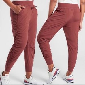 ATHLETA Attitude Lined Pants Joggers Maple Red
